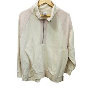 Pink Victoria's Secret Quarter Zip Fleece Sweatshirt Cream XL